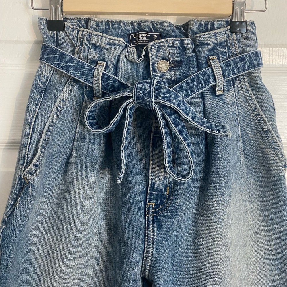 Abercrombie & Fitch Blue High Rise Jeans with Tie Belt